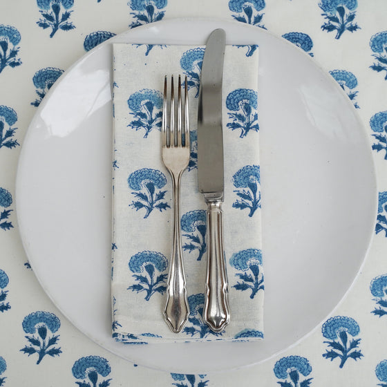 NAPKINS SET BLUE MARIGOLD