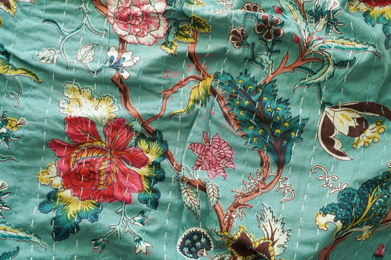 KANTHA GARDEN OF EDEN JADE - India Ink Home Decor