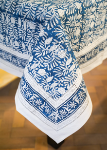  TABLECLOTH GARDEN BLOCK  DARK BLUE - India Ink Home Decor