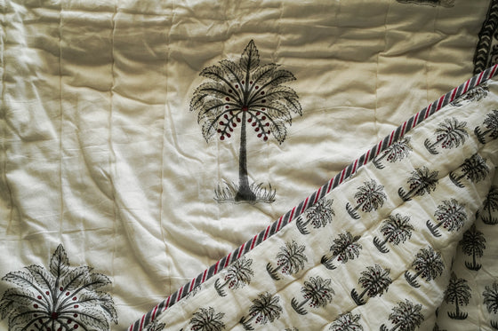 QUILTS GREY PALM - India Ink Home Decor
