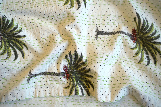 KANTHA GREEN PALM DOT - India Ink Home Decor