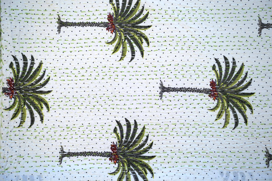 KANTHA GREEN PALM DOT - India Ink Home Decor