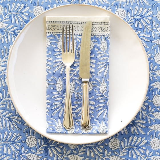 NAPKIN SET GARDEN BLOCK BLUE