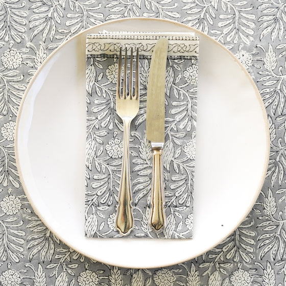 NAPKIN SET GARDEN BLOCK GREY