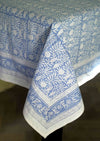 TABLECLOTH BLOCK PRINT GARDEN BLUE - India Ink Home Decor