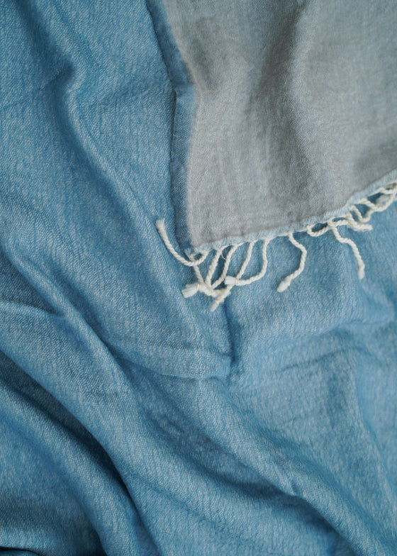 THROW WOOLLEN PLAIN LIGHT BLUE