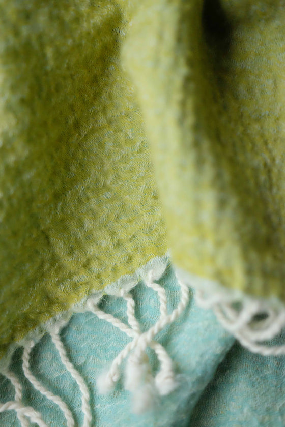 THROW WOOLLEN PLAIN LIME AQUA - India Ink Home Decor