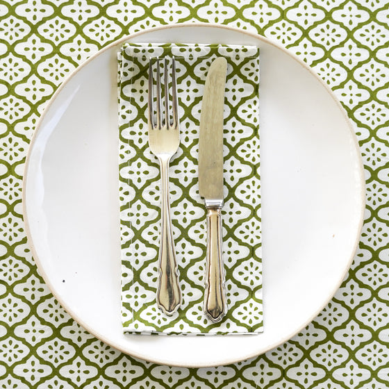 NAPKINS SET MARRAKESH DOT GREEN - India Ink Home Decor
