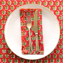  NAPKIN SET SCALLOP MINI MARIGOLD RED - India Ink Home Decor