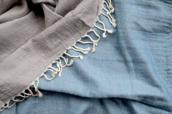 THROW WOOLLEN PLAIN LIGHT BLUE