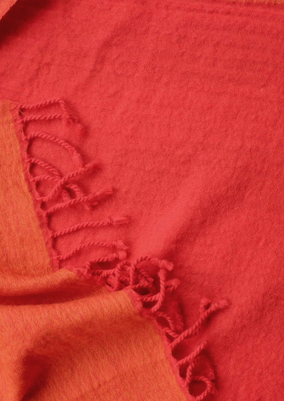 THROW WOOLLEN PLAIN RED ORANGE - India Ink Home Decor