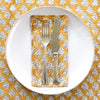 NAPKIN SET SCALLOPED PRETTY DAISY MUSTARD - India Ink Home Decor