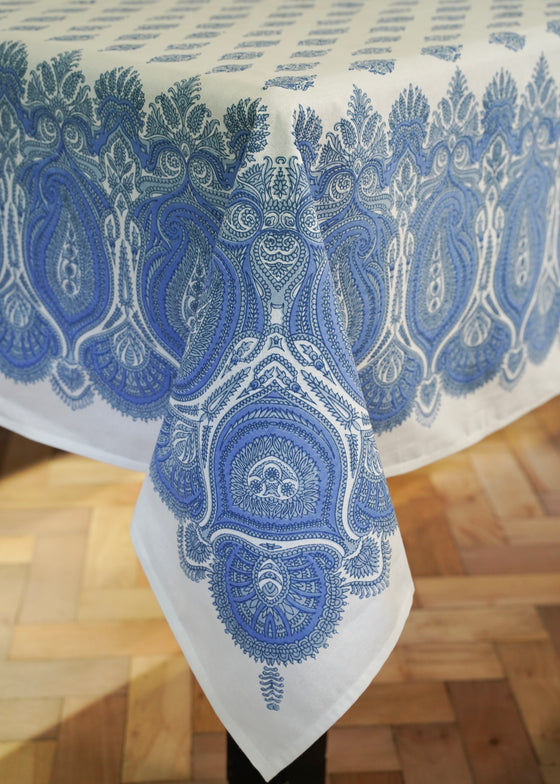 TABLECLOTH PAISLEY CASCADE BLUE
