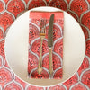 NAPKINS SET TEMPLE ARCH BORDER CORAL - India Ink Home Decor