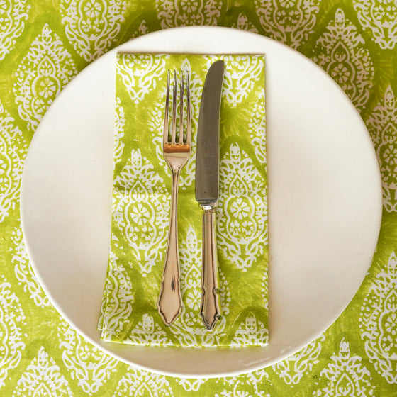 NAPKINS SET EMPIRE BORDER GREEN - India Ink Home Decor