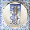 NAPKINS SET MEDALLION BORDER BLUE - India Ink Home Decor