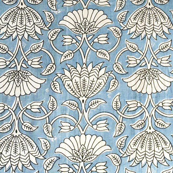 NAPKINS SET FLORAL LOTUS BLUE - India Ink Home Decor