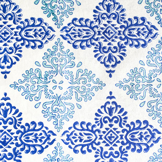 NAPKINS SET MEDALLION BORDER BLUE - India Ink Home Decor