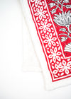 PLACEMAT SET FLORAL LOTUS TOMATO - India Ink Home Decor