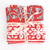 NAPKINS SET FLORAL LOTUS TOMATO - India Ink Home Decor