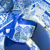 NAPKINS SET MEDALLION BORDER BLUE - India Ink Home Decor