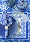 PLACEMAT SET MEDALLION BORDER BLUE - India Ink Home Decor