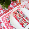 NAPKINS SET FLORAL LOTUS TOMATO - India Ink Home Decor