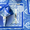 NAPKINS SET MEDALLION BORDER BLUE - India Ink Home Decor